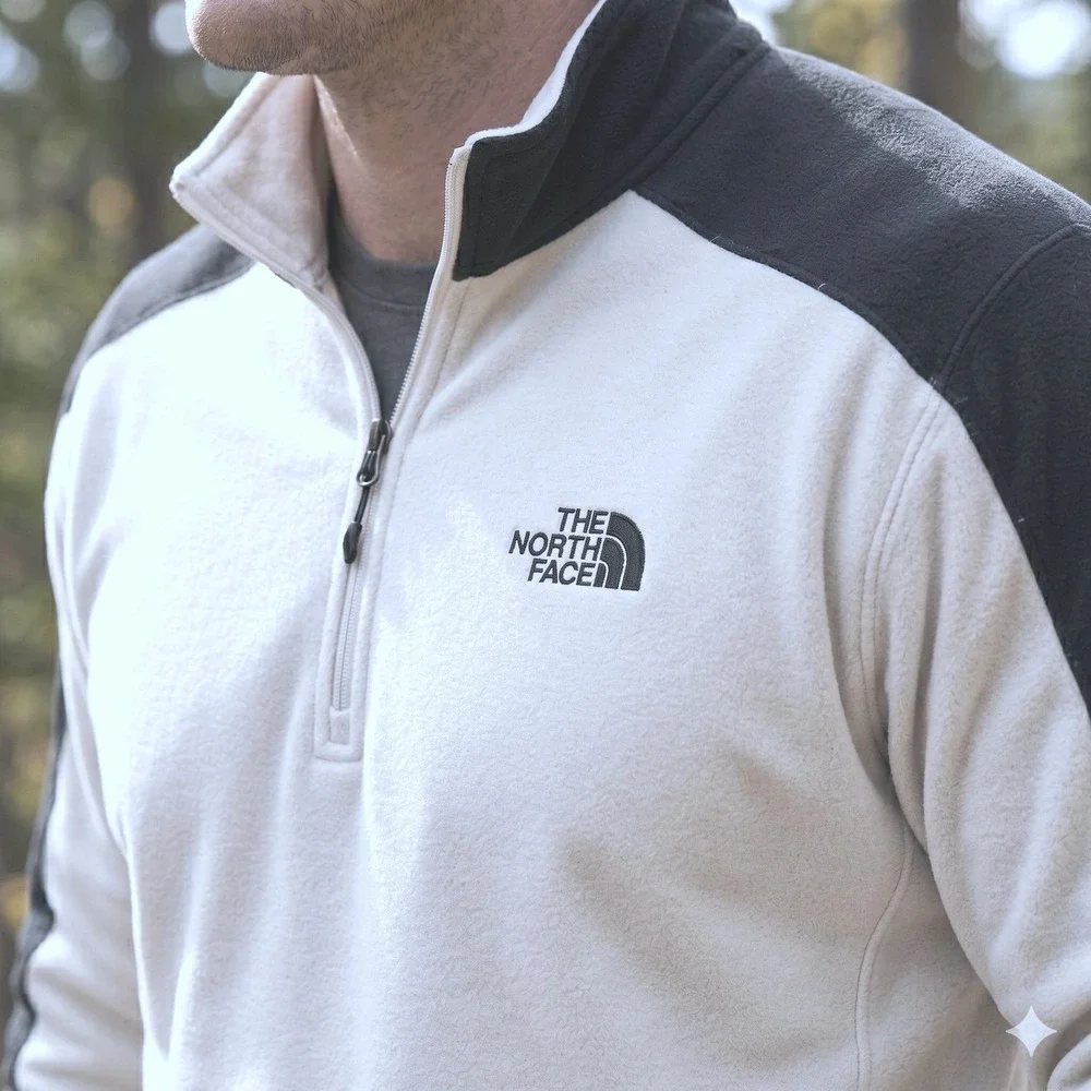 The North Face Fleece Pullover Mens XL White TKA 100 Quarter‎ Zip Hiking Layer